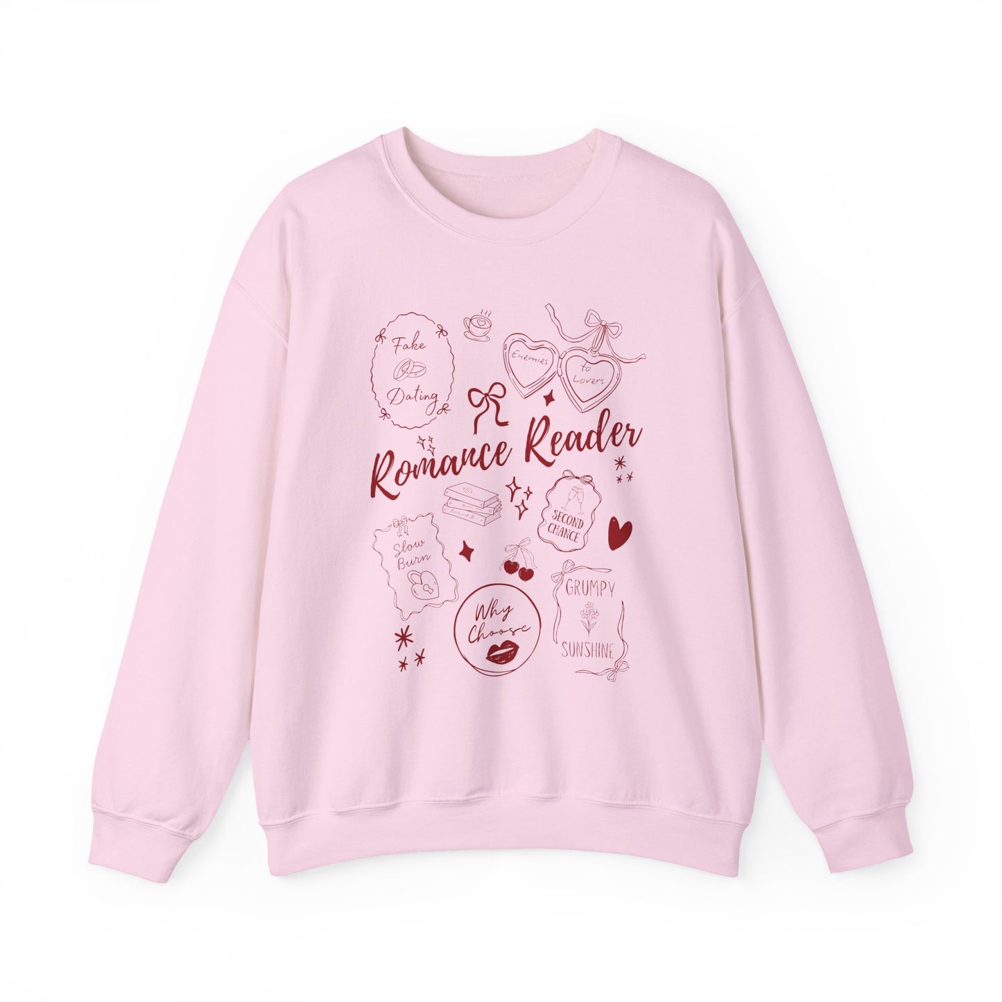 Romance Reader Sweatshirt – Coquette Bookish Graphic Crewneck on Gildan for Book Lovers
