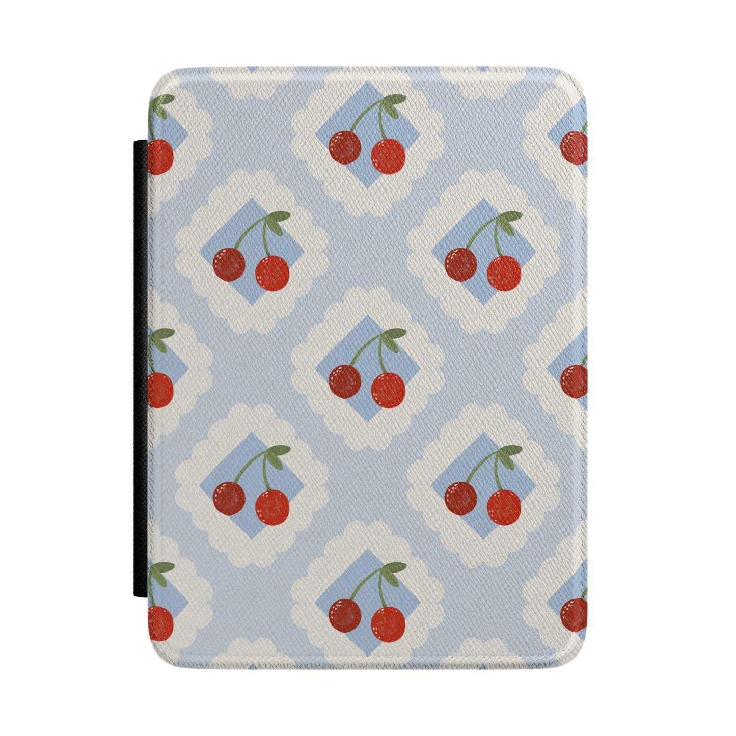 Cute Cherry Kindle Case – Blue Pattern Aesthetic E-Reader Cover for Book Lovers