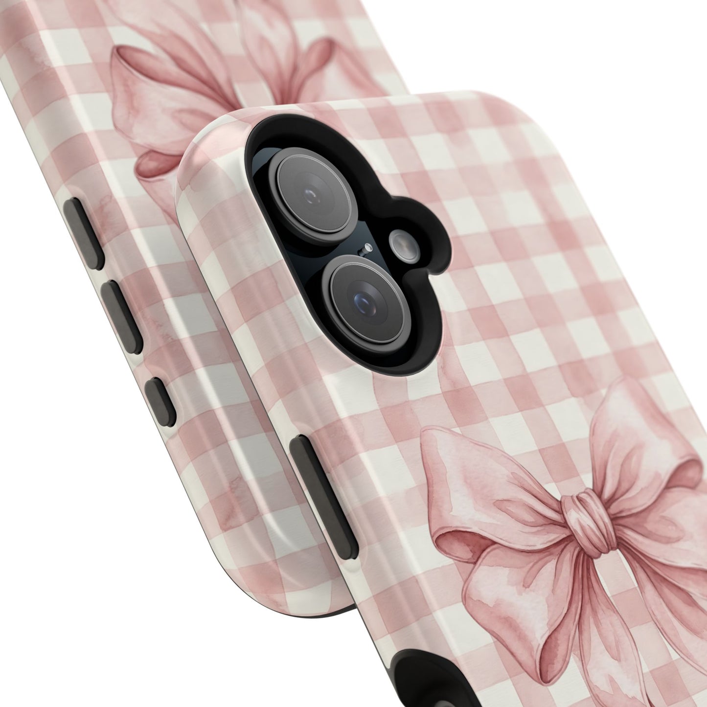 Coquette Bow Phone Case – Pink Gingham Ribbon Aesthetic Case for iPhone & Samsung Galaxy