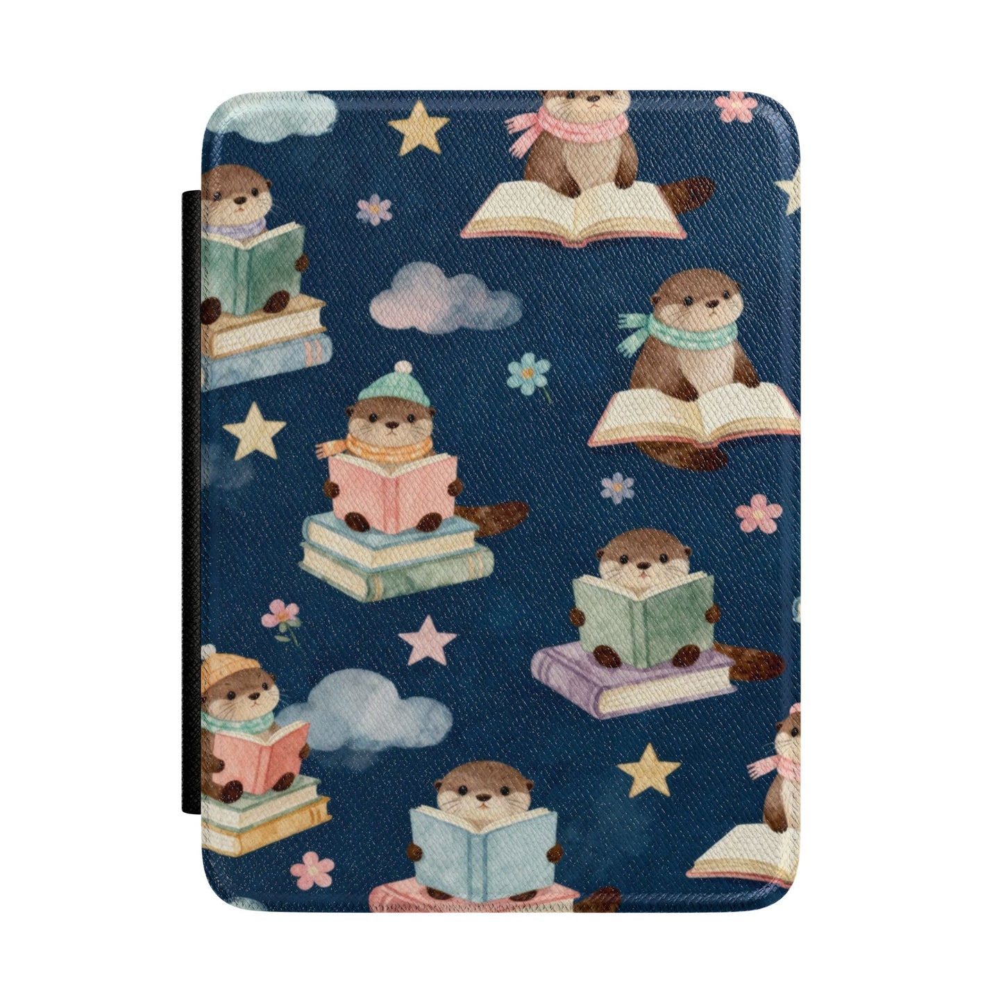 Cute Otter Kindle Case – Reading Otters Blue Aesthetic E-Reader Cover for Book Lovers