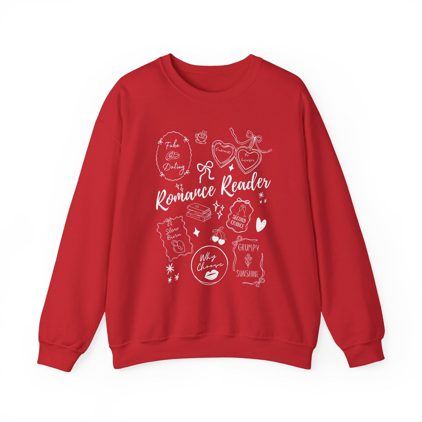 Romance Reader Sweatshirt – Coquette Bookish Graphic Crewneck on Gildan for Book Lovers