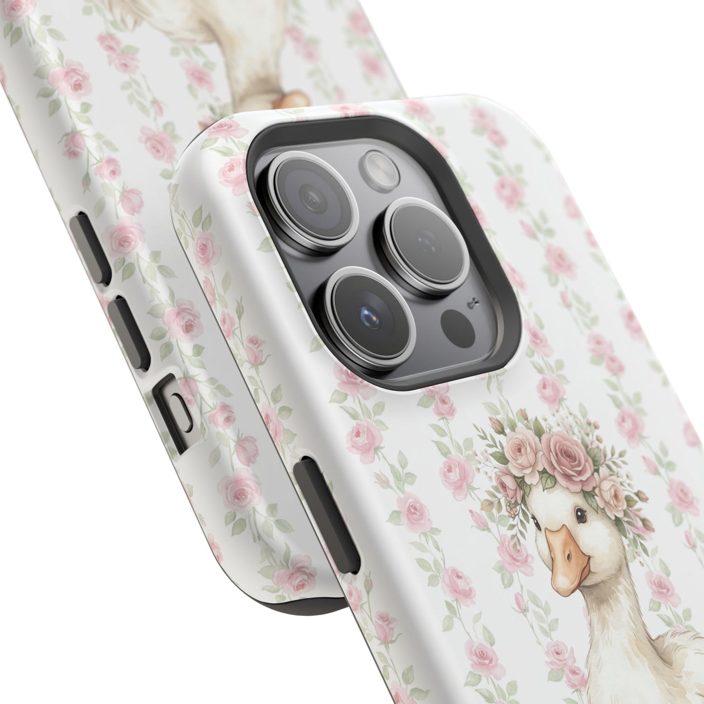 Coquette Floral Goose Phone Case – Vintage Flower Pattern Aesthetic Case for iPhone & Samsung Galaxy