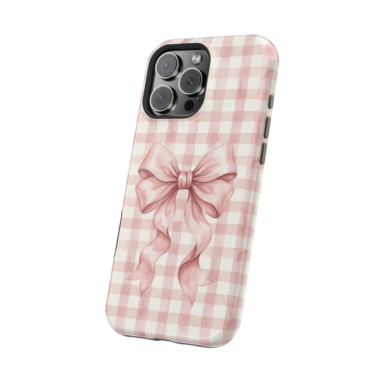 Coquette Bow Phone Case – Pink Gingham Ribbon Aesthetic Case for iPhone & Samsung Galaxy