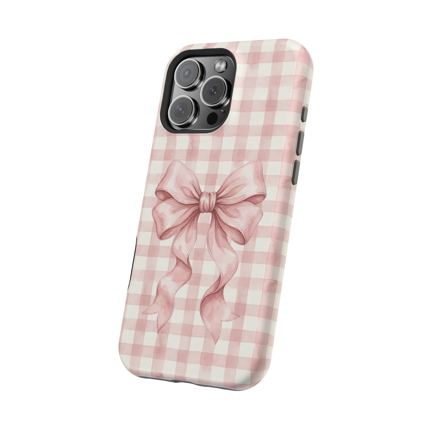 Coquette Bow Phone Case – Pink Gingham Ribbon Aesthetic Case for iPhone & Samsung Galaxy