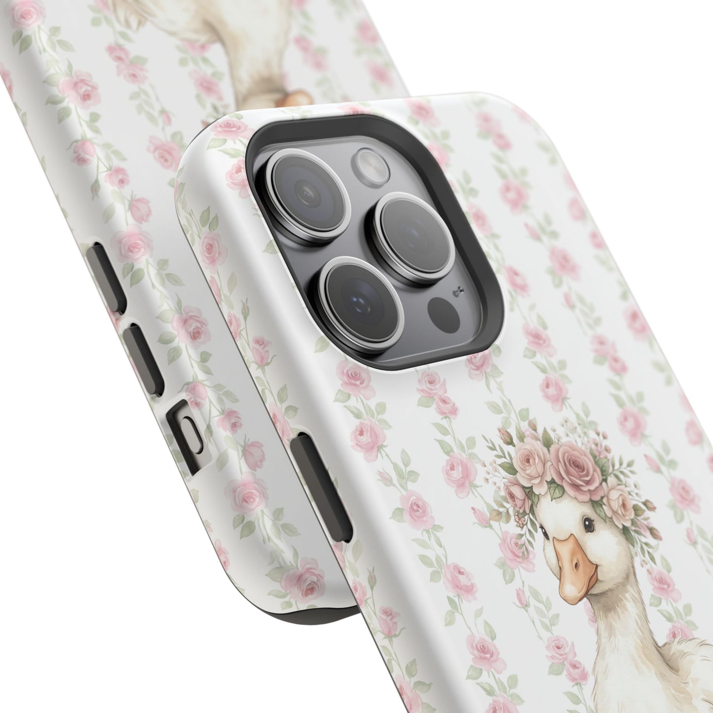 Coquette Floral Goose Phone Case – Vintage Flower Pattern Aesthetic Case for iPhone & Samsung Galaxy