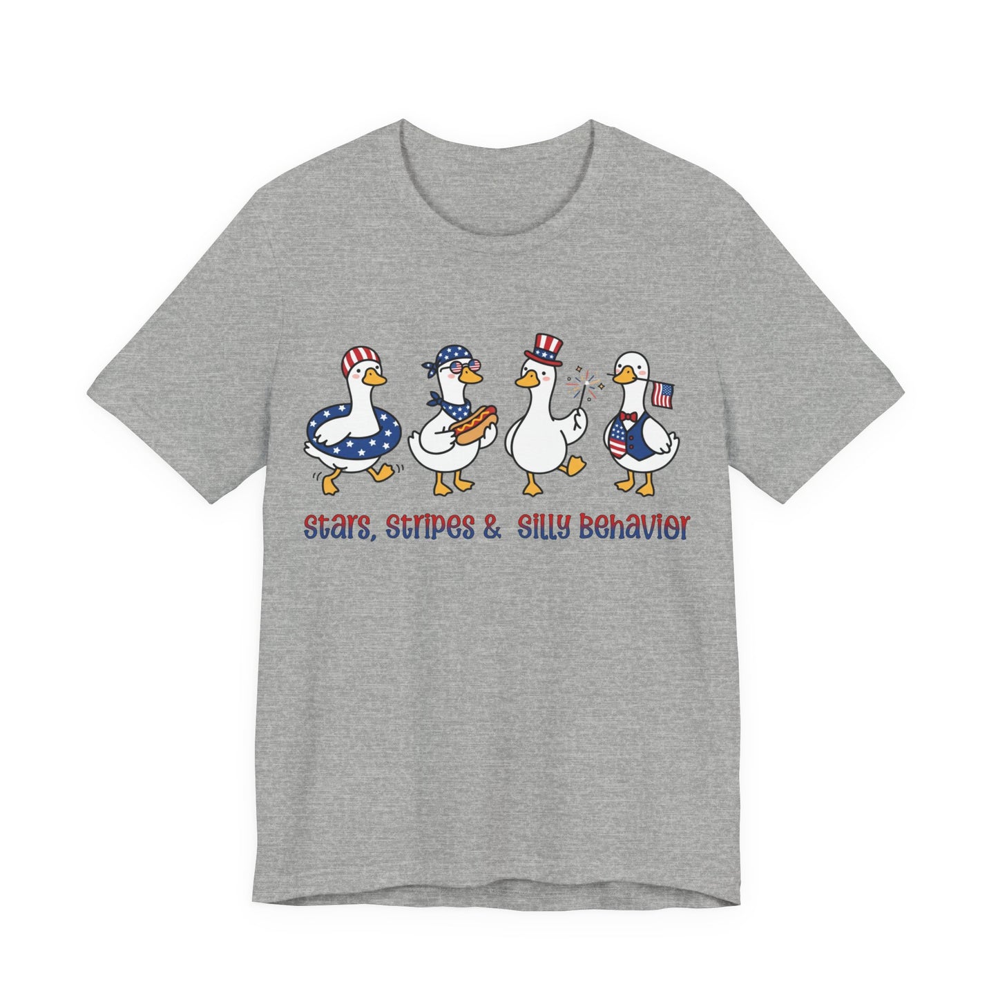 Fourth of July T-Shirt – Star Stripe “Silly Behavior” Cute Graphic Tee on Bella Canvas