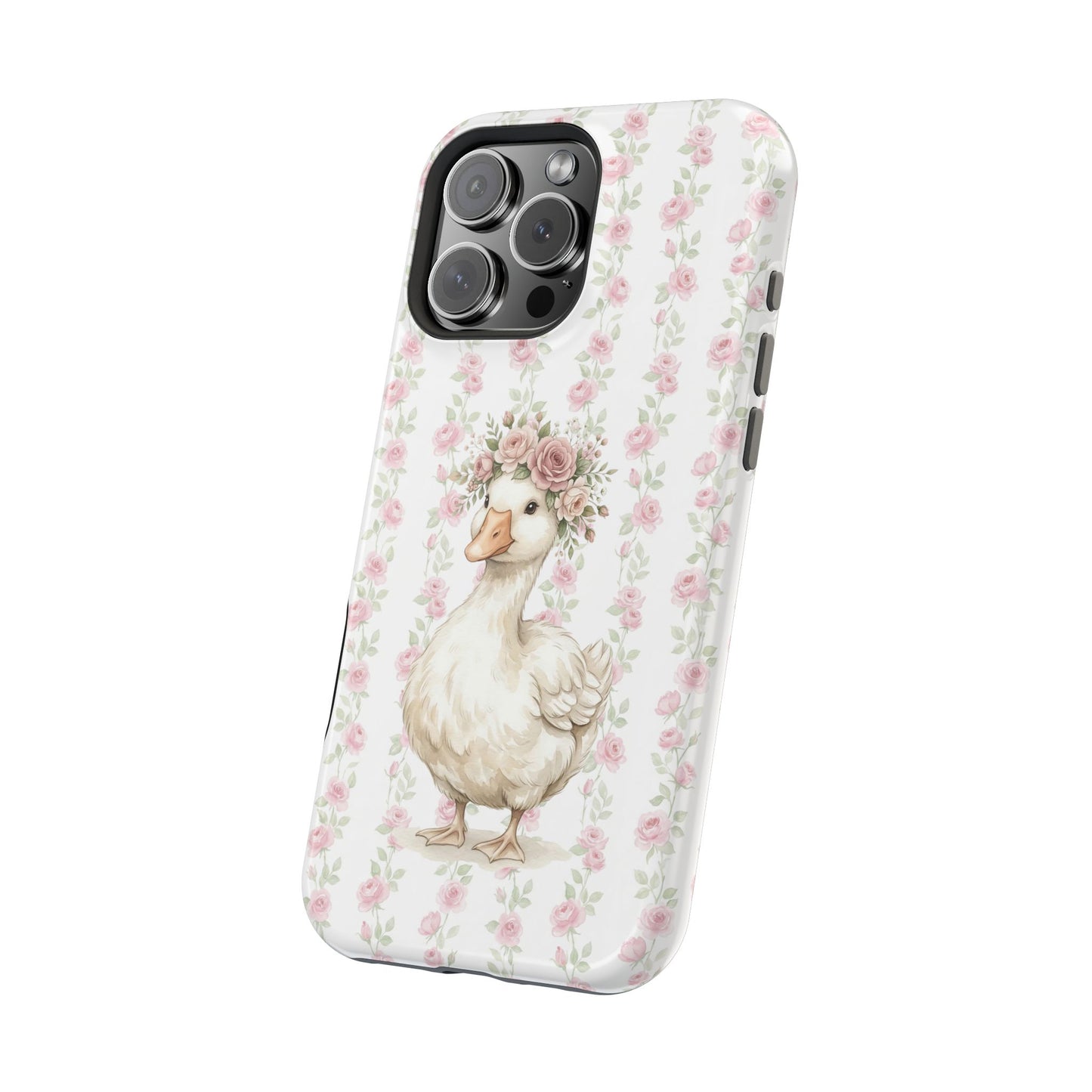 Coquette Floral Goose Phone Case – Vintage Flower Pattern Aesthetic Case for iPhone & Samsung Galaxy