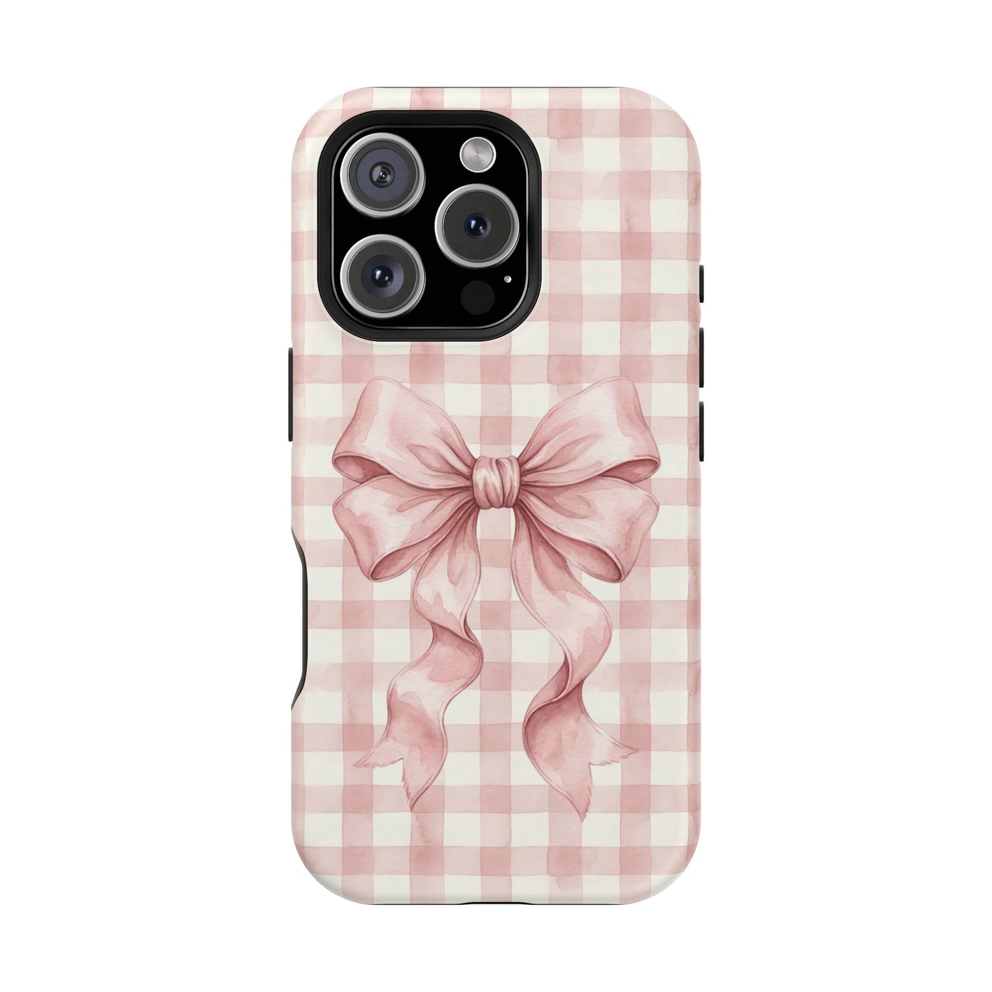 Coquette Bow Phone Case – Pink Gingham Ribbon Aesthetic Case for iPhone & Samsung Galaxy