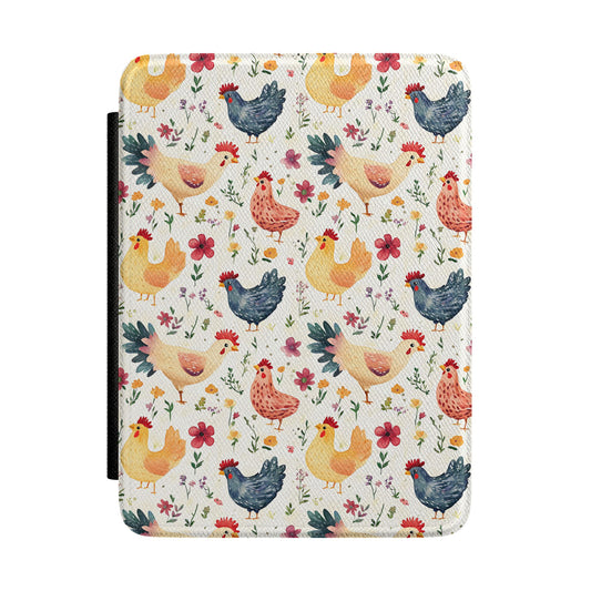 Cottagecore Chicken Kindle Case – Vintage Farm Chicken Pattern E-Reader Cover for Gardeners & Chicken Lovers