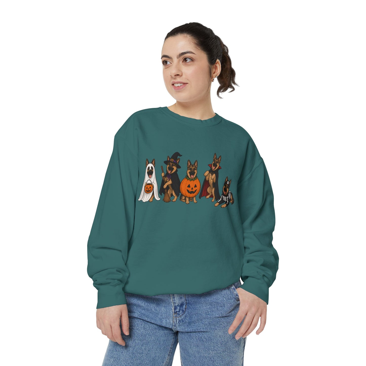 Halloween German Shepherds Sweatshirt — Cute Dog Pumpkin Costume Crewneck