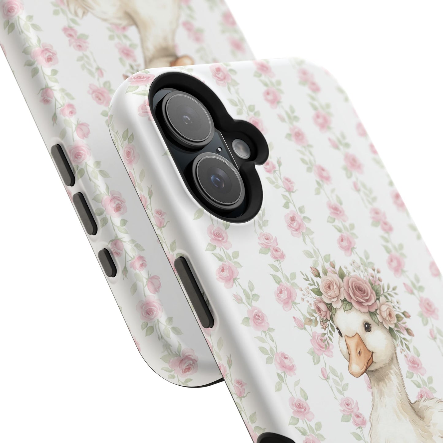 Coquette Floral Goose Phone Case – Vintage Flower Pattern Aesthetic Case for iPhone & Samsung Galaxy