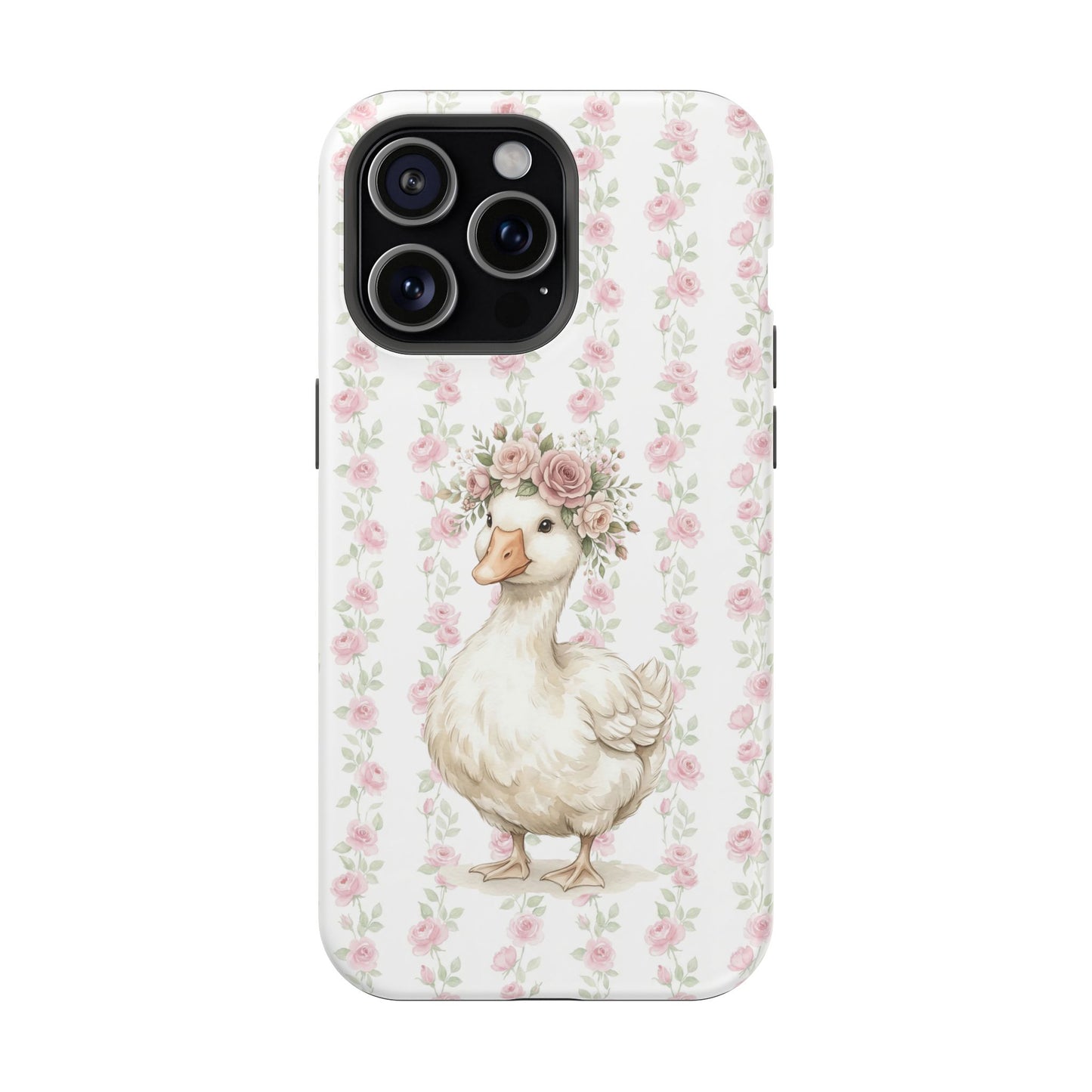 Coquette Floral Goose Phone Case – Vintage Flower Pattern Aesthetic Case for iPhone & Samsung Galaxy
