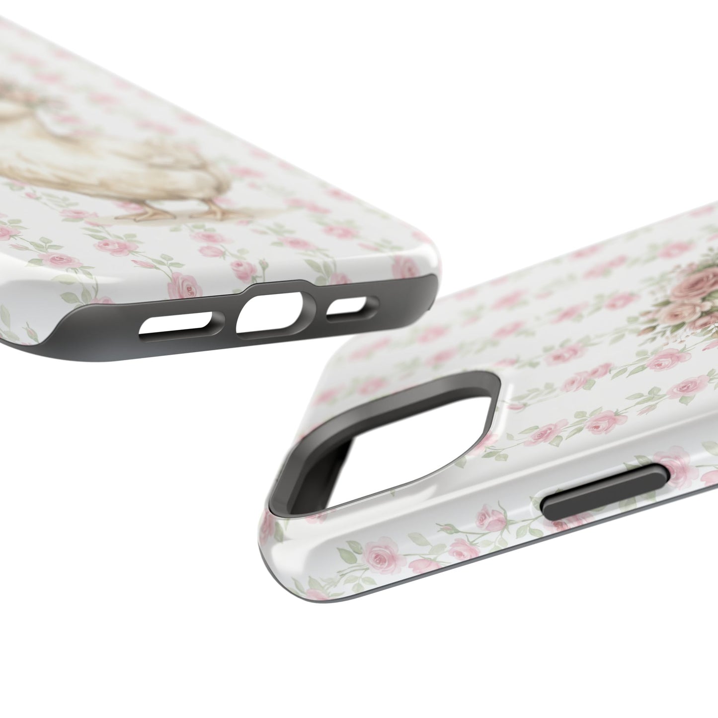 Coquette Floral Goose Phone Case – Vintage Flower Pattern Aesthetic Case for iPhone & Samsung Galaxy