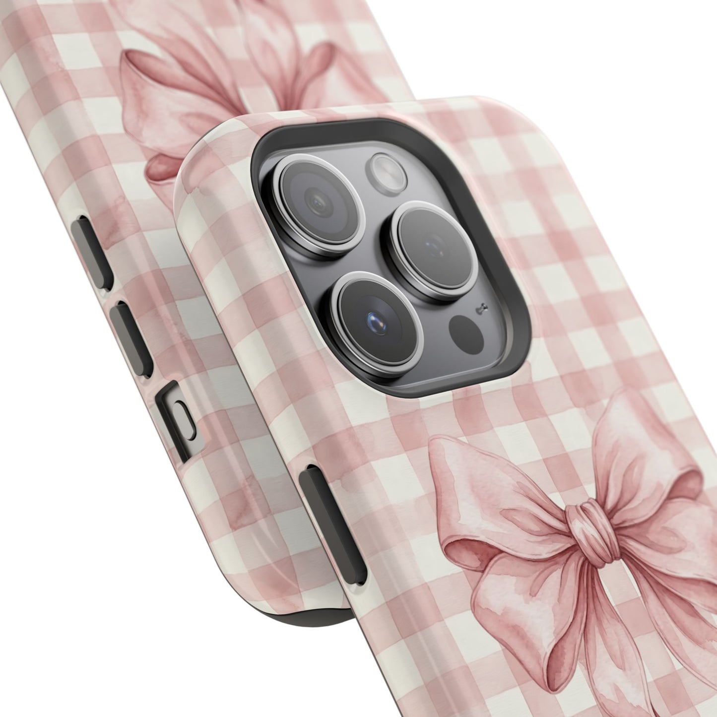 Coquette Bow Phone Case – Pink Gingham Ribbon Aesthetic Case for iPhone & Samsung Galaxy