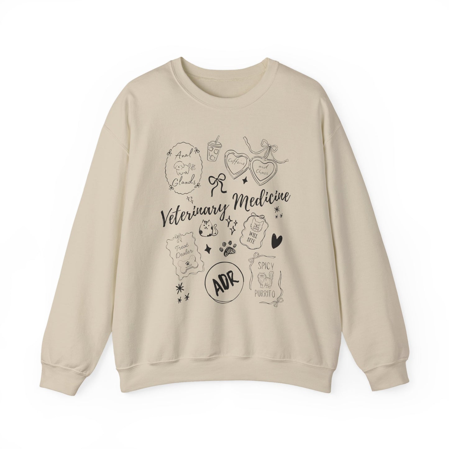 Funny Veterinary Sweatshirt – Coquette Vet Med Graphic Crewneck on Gildan for Vet Techs