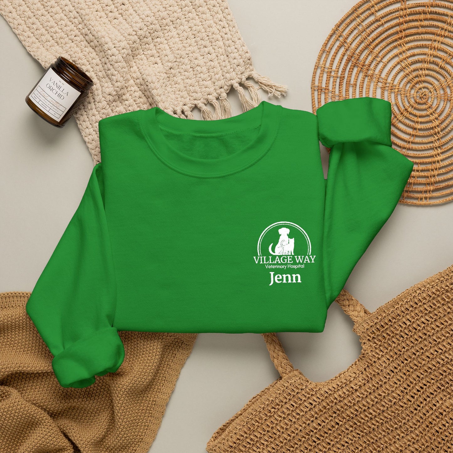 Village Way Vet Custom Name Crewneck Sweatshirt