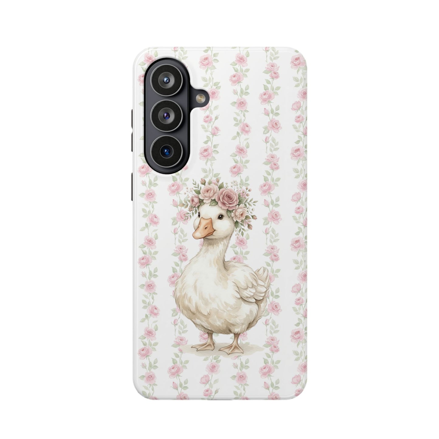 Coquette Floral Goose Phone Case – Vintage Flower Pattern Aesthetic Case for iPhone & Samsung Galaxy