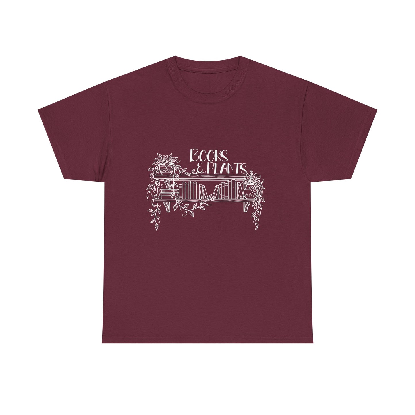 Cottagecore Book Lover T-Shirt – Books and Plants Graphic Tee on Gildan for Cozy Readers