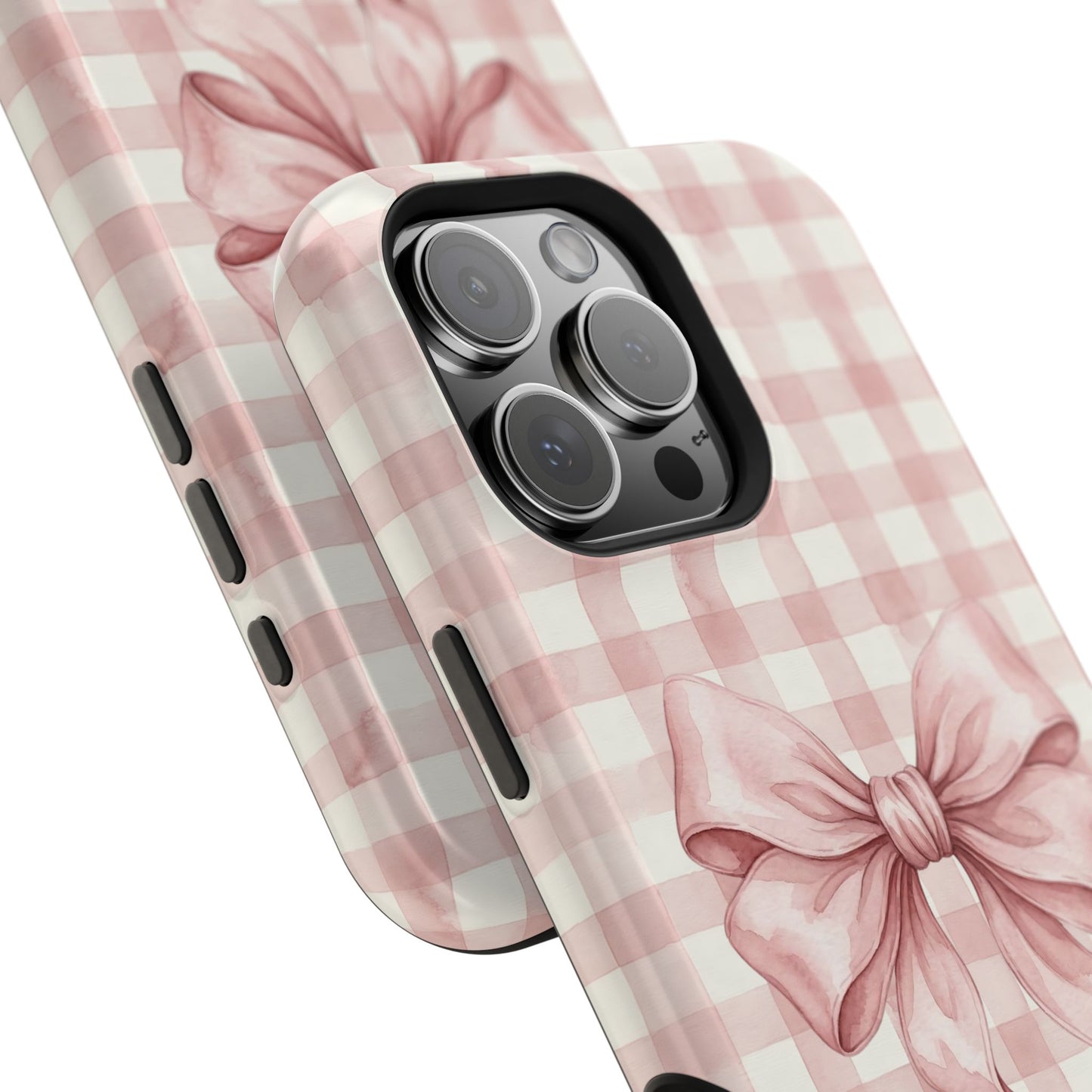 Coquette Bow Phone Case – Pink Gingham Ribbon Aesthetic Case for iPhone & Samsung Galaxy