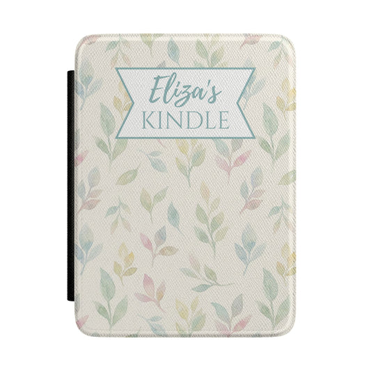 Personalized Cottagecore Kindle Case – Cream Floral Custom Name Aesthetic E-Reader Cover for Book Lovers
