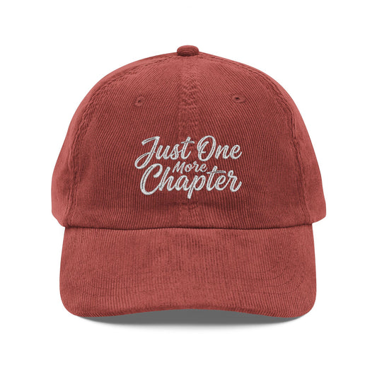 Just One More Chapter Corduroy Cap — Embroidered Vintage Reading Baseball Hat