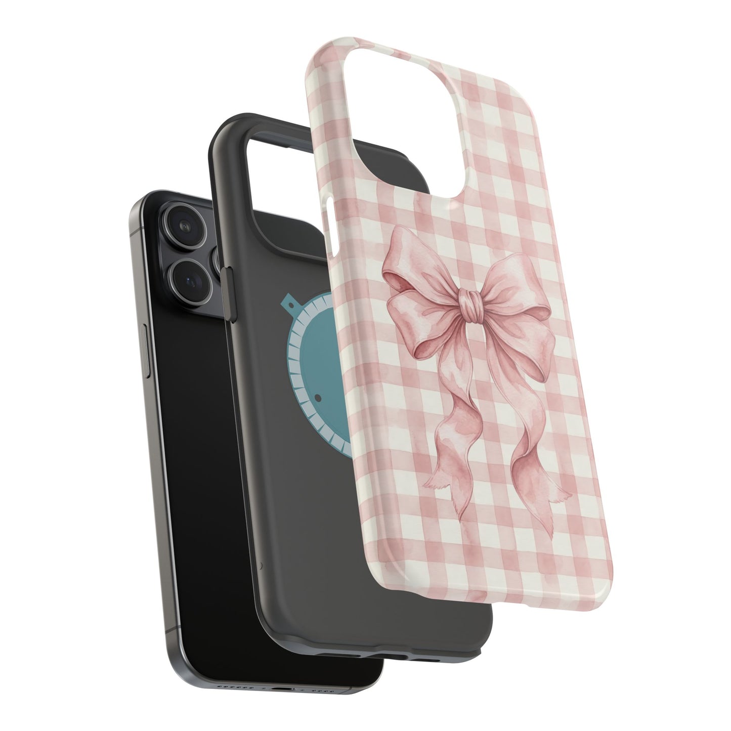 Coquette Bow Phone Case – Pink Gingham Ribbon Aesthetic Case for iPhone & Samsung Galaxy