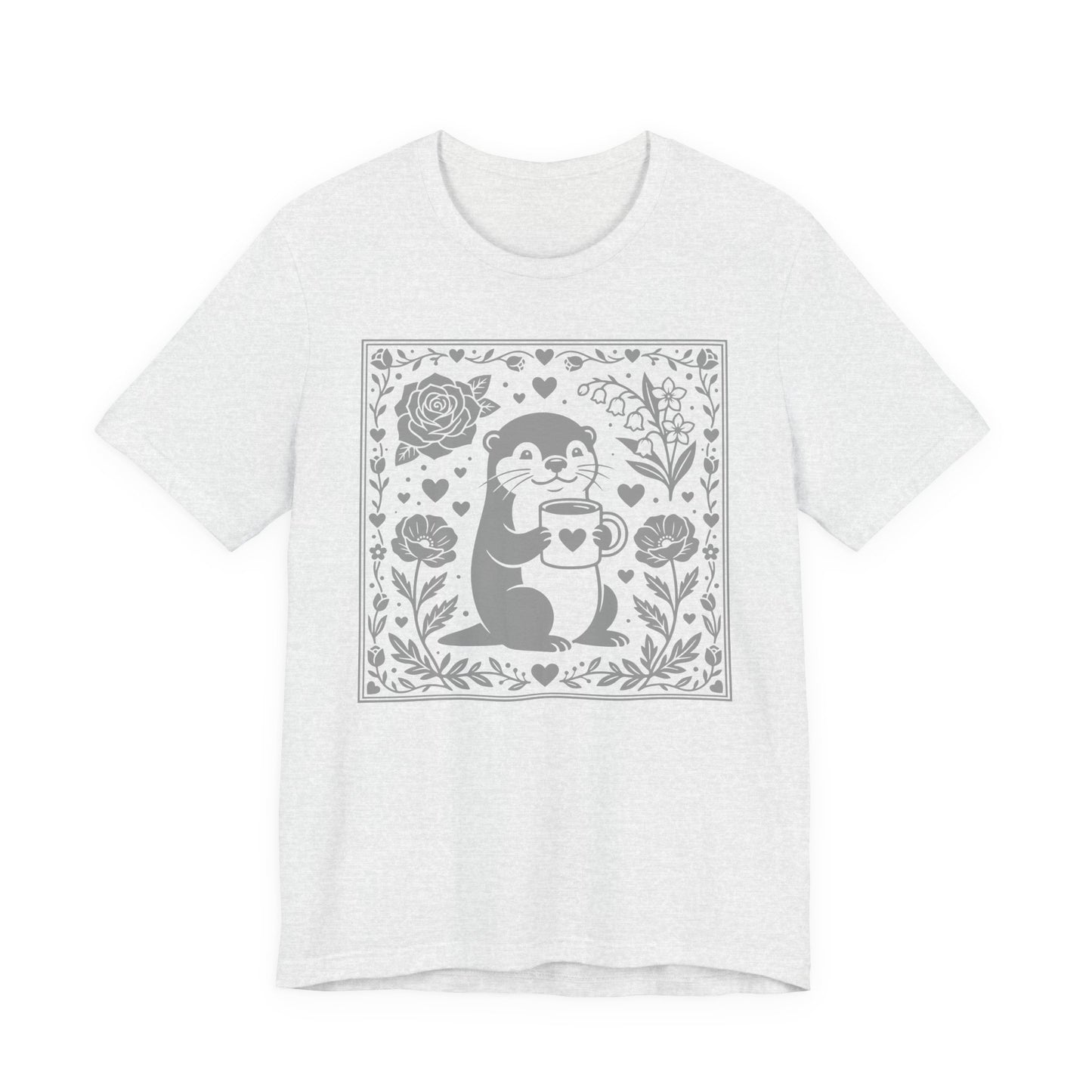 Cute Otter with Coffee Shirt | Coffee Lover Shirt, Cozy Animal Shirt, Otter Lover Gift, Cottagecore Animal Tee