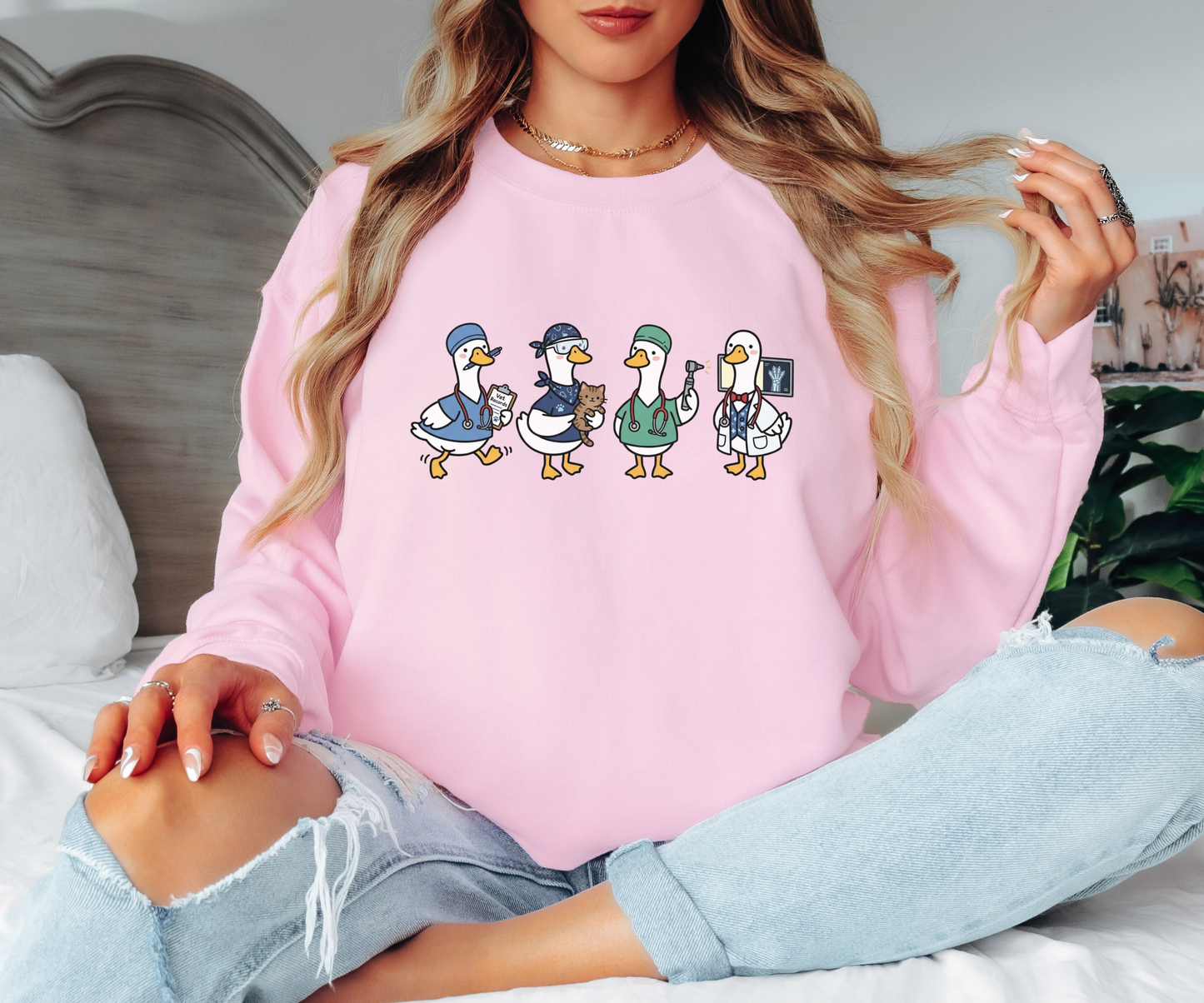 Funny Veterinary Goose Sweatshirt – Silly Goose Vet Tech Graphic Crewneck on Gildan for Vet Med Professionals