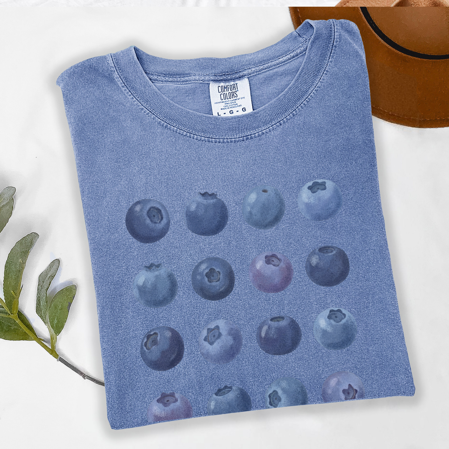 Cottagecore Blueberry T-Shirt – Vintage Fruit Grid Graphic Tee on Comfort Colors for Gardeners