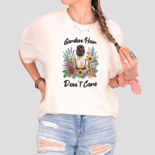 Comfort Colors Garden Hair Don't Care T-shirt | Cottagecore Tee | Cute Gardener Gift