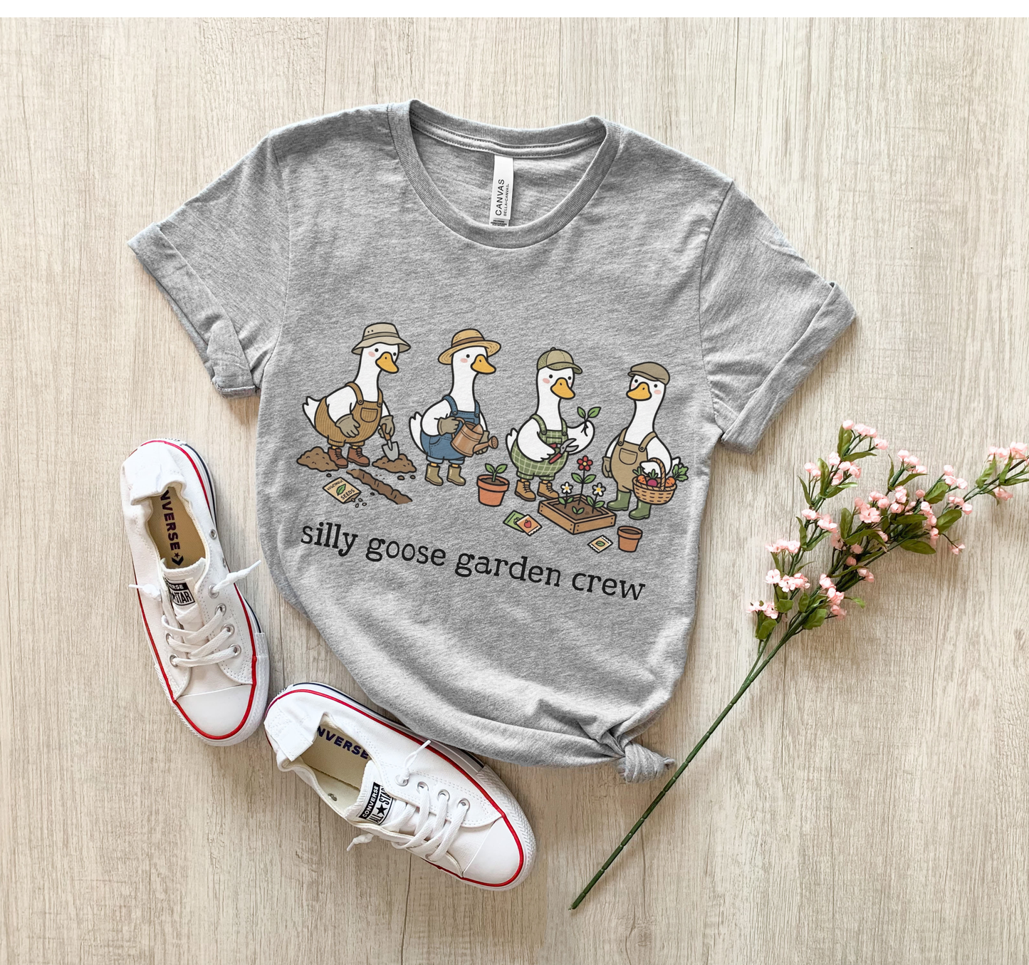 Garden Goose T-Shirt – “Garden Goose Crew” Cottagecore Funny Graphic Tee on Bella Canvas