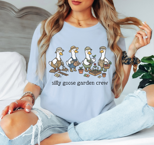 Garden Goose T-Shirt – “Garden Goose Crew” Cottagecore Funny Graphic Tee on Bella Canvas