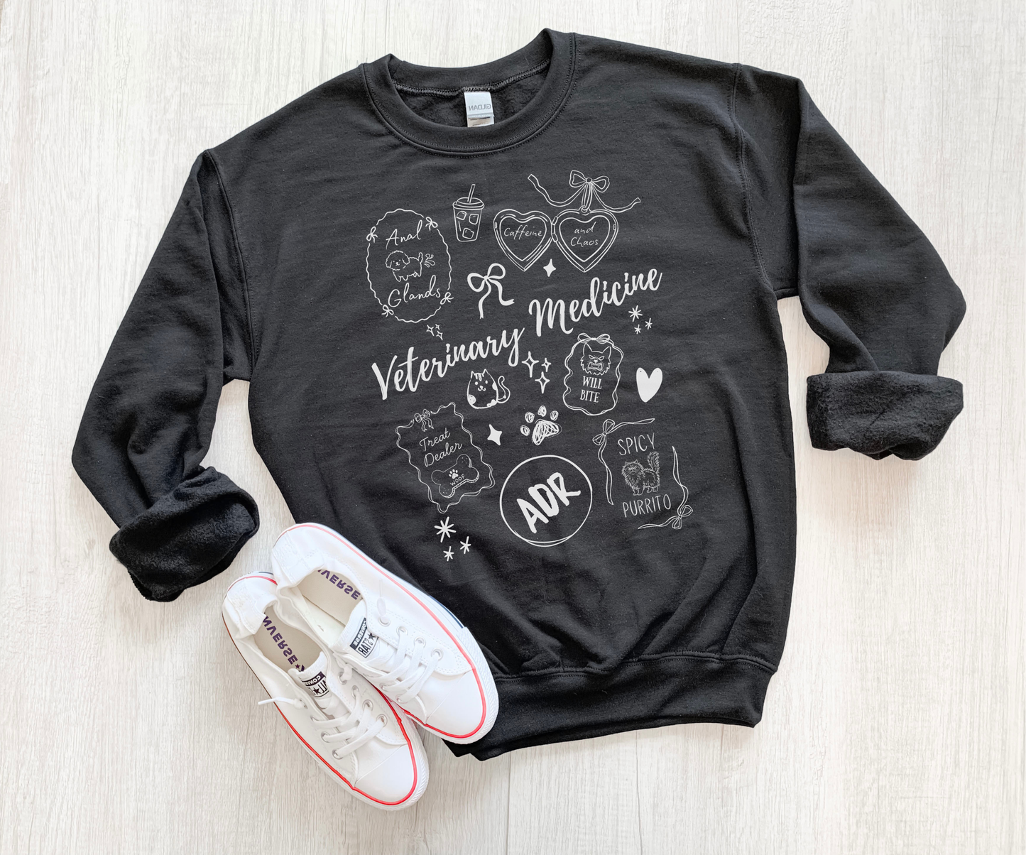 Funny Veterinary Sweatshirt – Coquette Vet Med Graphic Crewneck on Gildan for Vet Techs