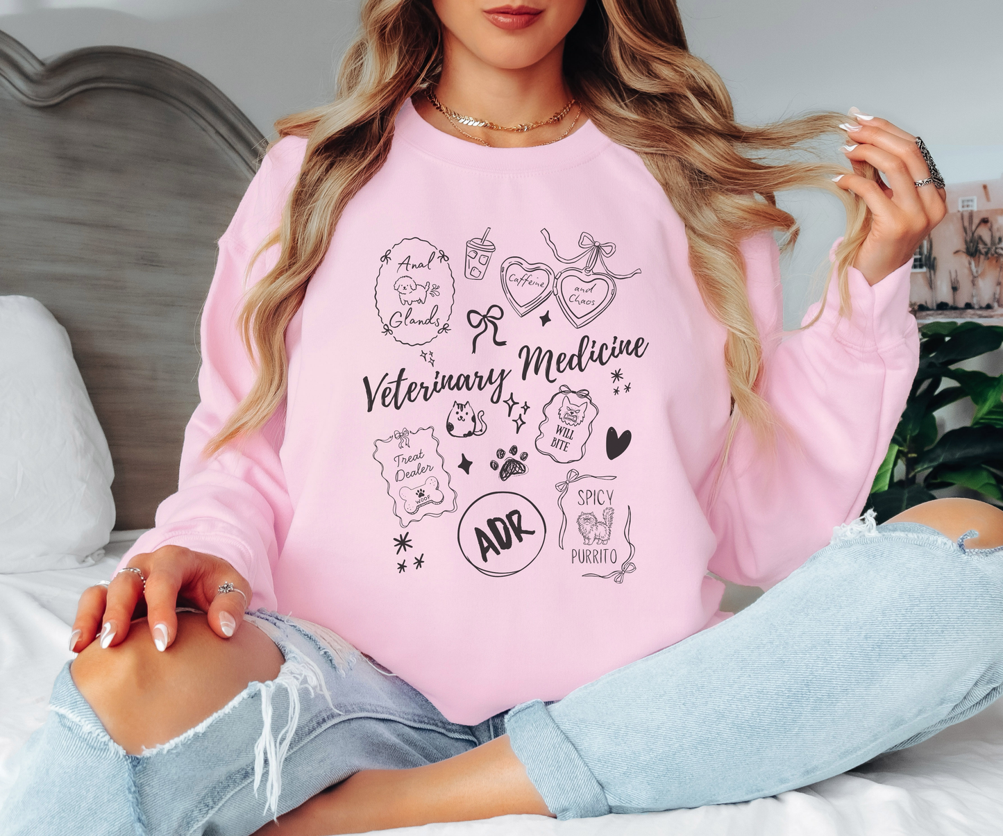 Funny Veterinary Sweatshirt – Coquette Vet Med Graphic Crewneck on Gildan for Vet Techs