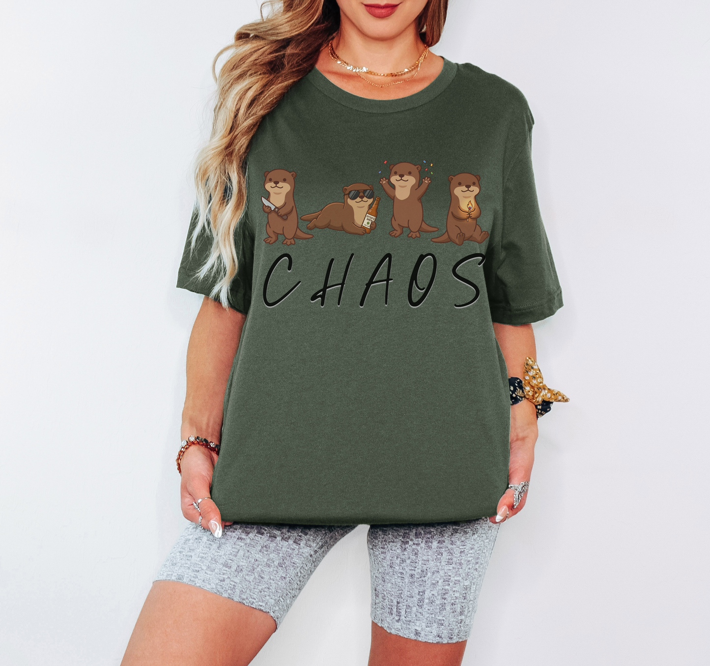 Otter Chaos T-Shirt – Funny Chaotic Otters Graphic Tee on Bella Canvas for Animal Lovers