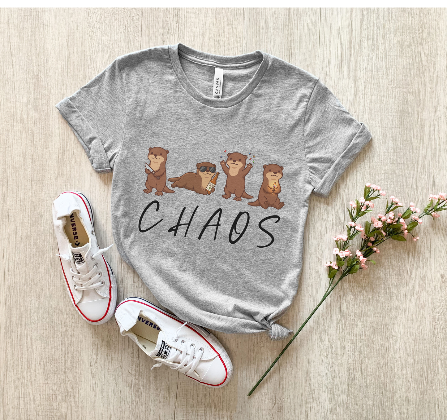 Otter Chaos T-Shirt – Funny Chaotic Otters Graphic Tee on Bella Canvas for Animal Lovers