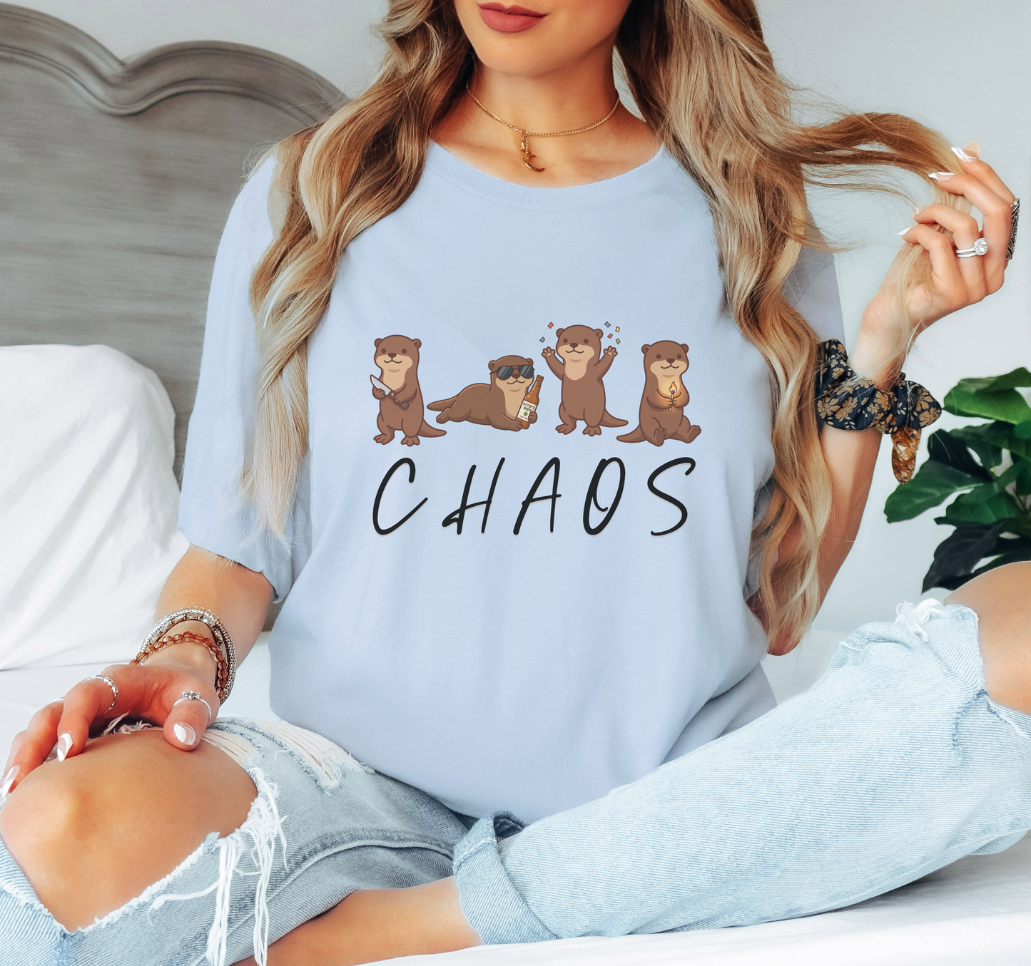 Otter Chaos T-Shirt – Funny Chaotic Otters Graphic Tee on Bella Canvas for Animal Lovers