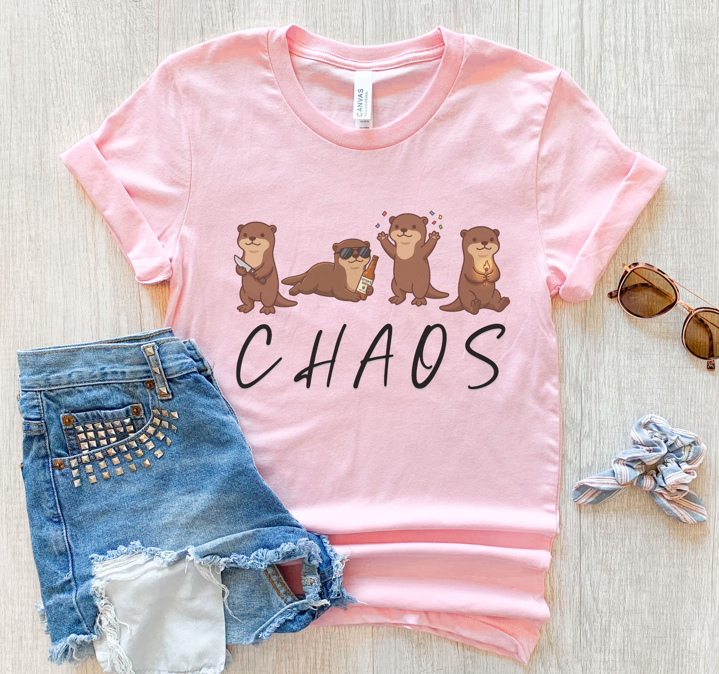 Otter Chaos T-Shirt – Funny Chaotic Otters Graphic Tee on Bella Canvas for Animal Lovers