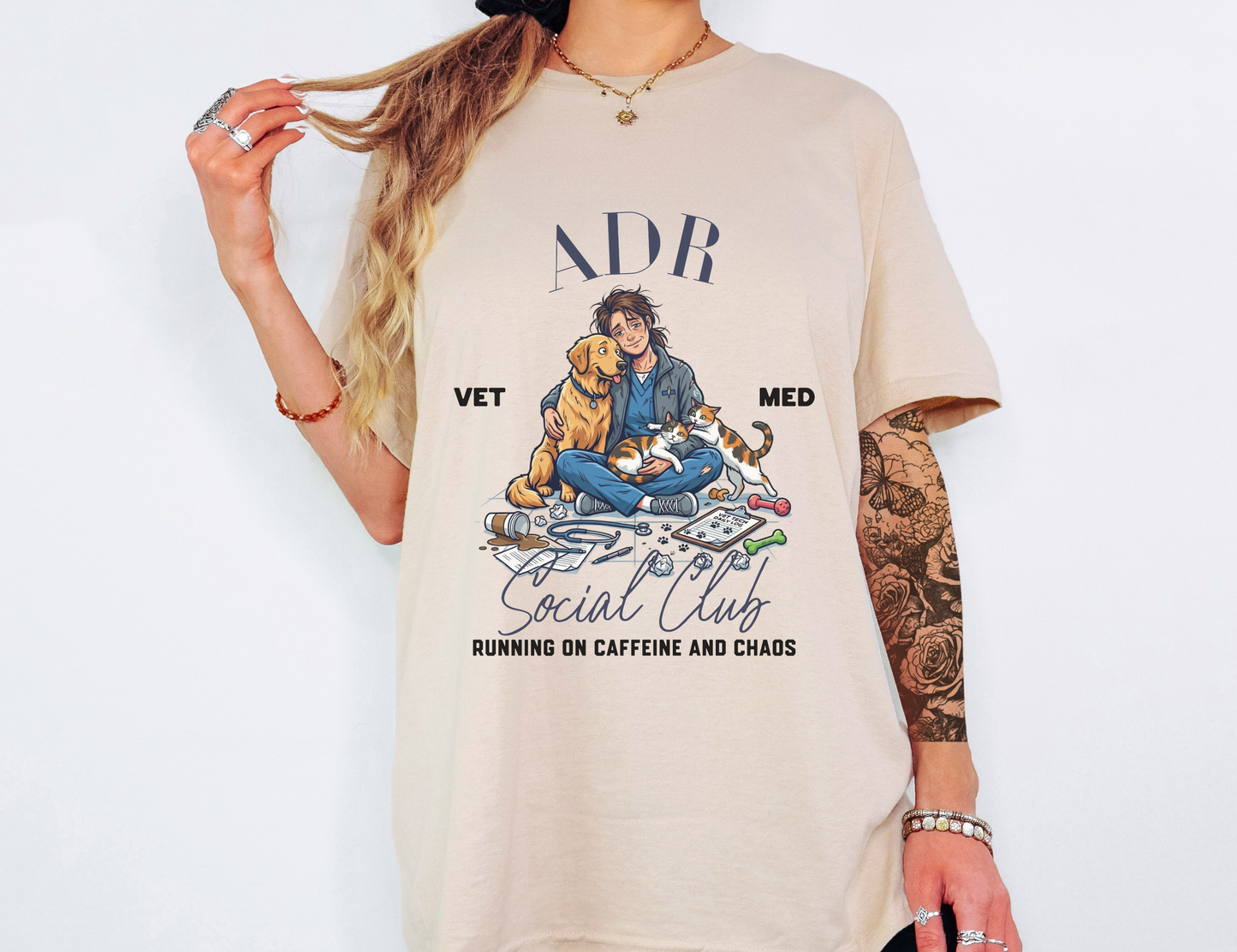 Veterinary T-Shirt – “ADR Social Club” Funny Vet Med Graphic Tee on Gildan for Vet Techs