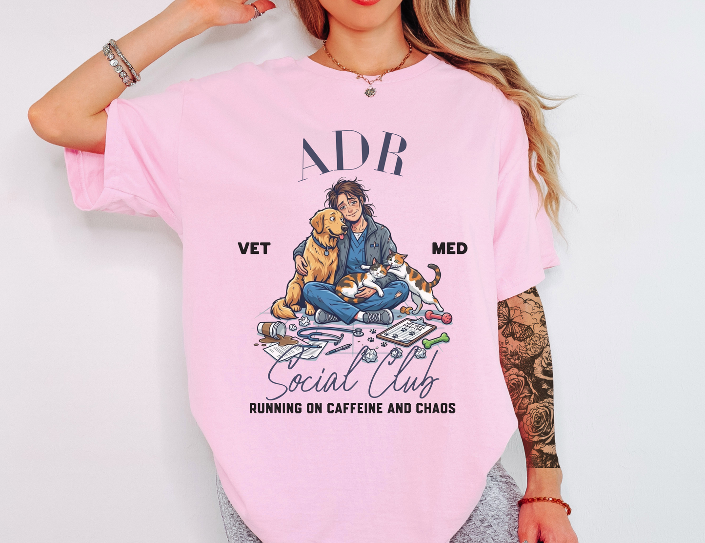 Veterinary T-Shirt – “ADR Social Club” Funny Vet Med Graphic Tee on Gildan for Vet Techs