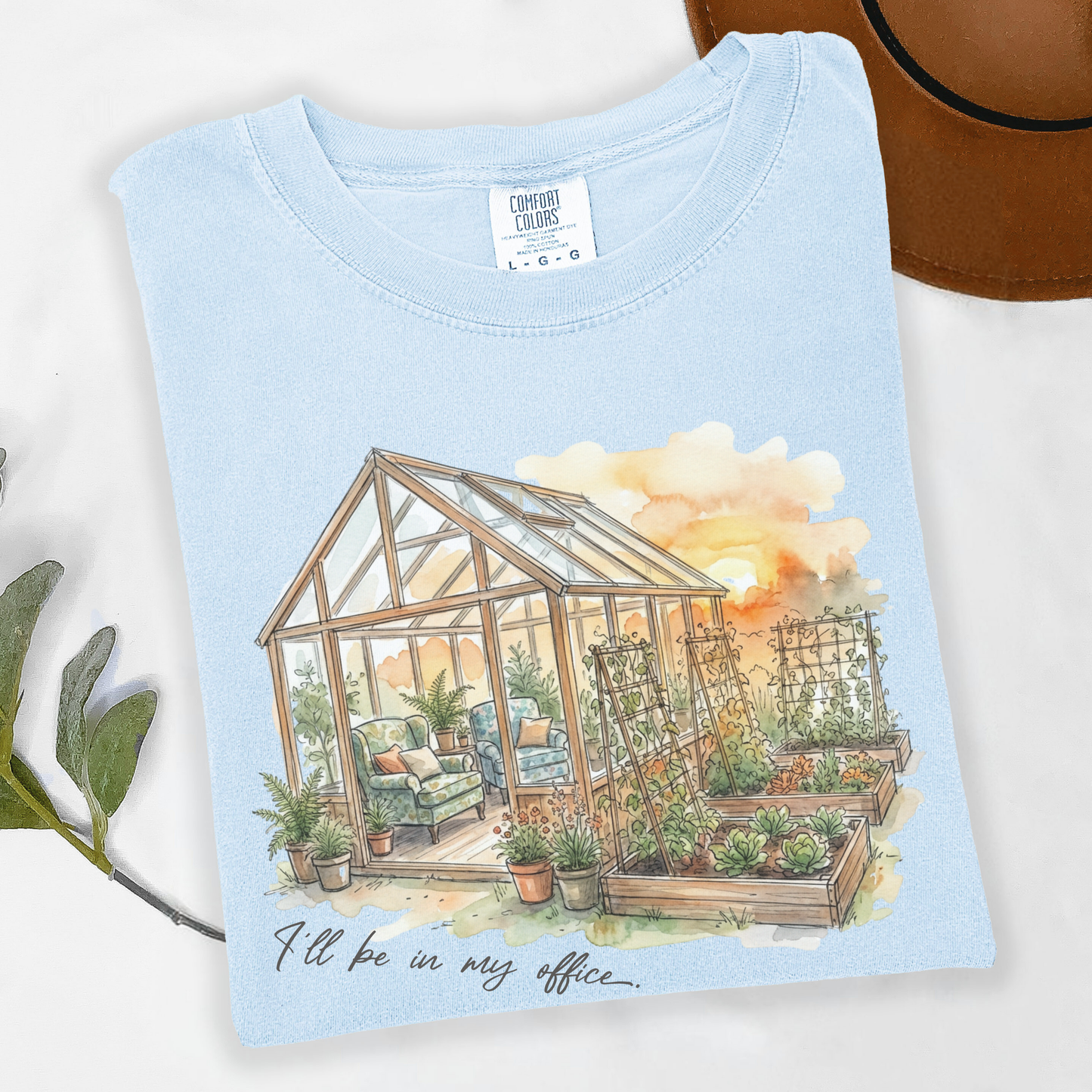 Cottagecore Garden T-Shirt – “In My Office” Greenhouse Graphic Tee on Comfort Colors for Plant Lovers