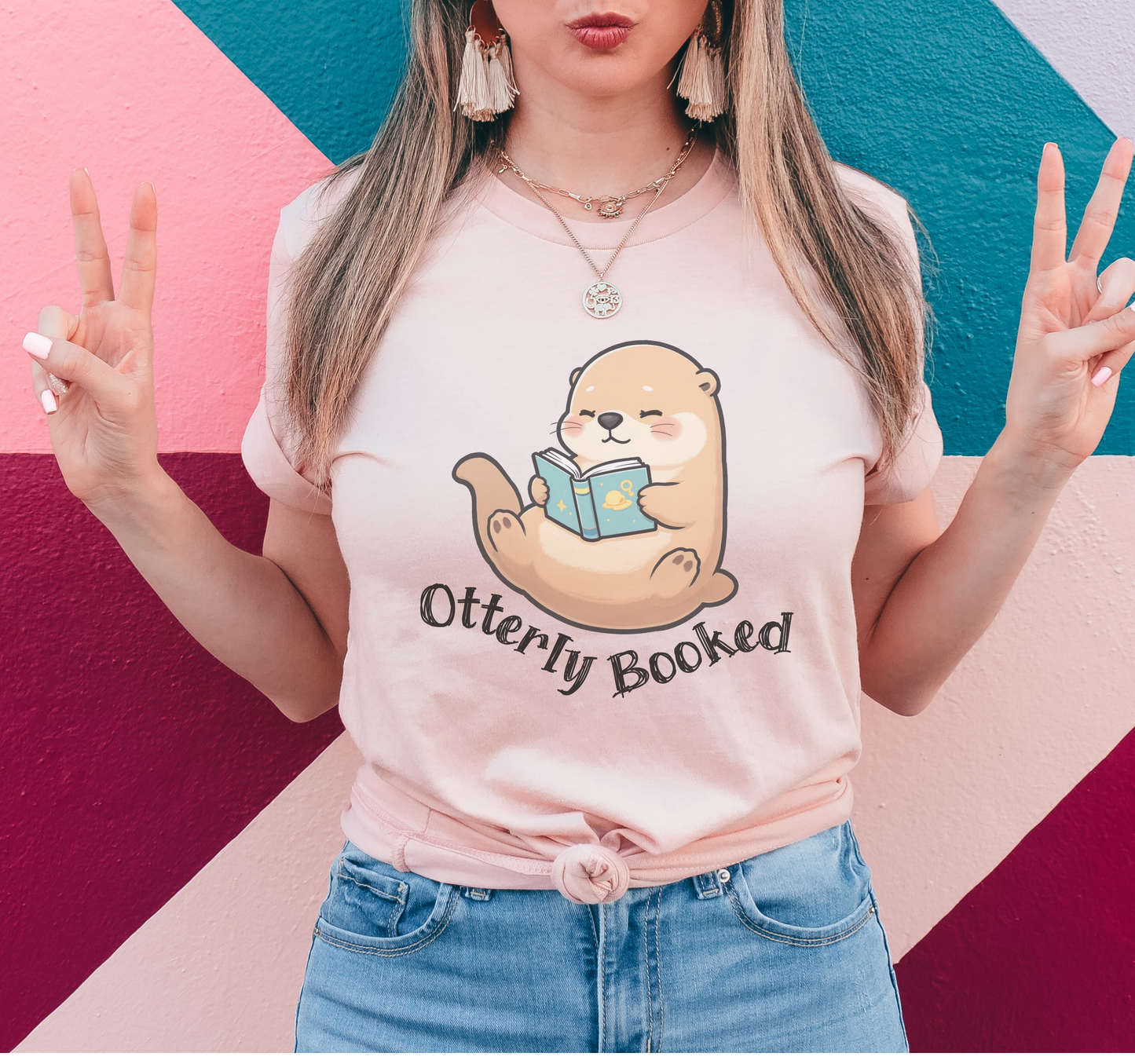 Otterly Booked T-Shirt – Cute Otter Reading Graphic Tee on Bella Canvas for Book Lovers