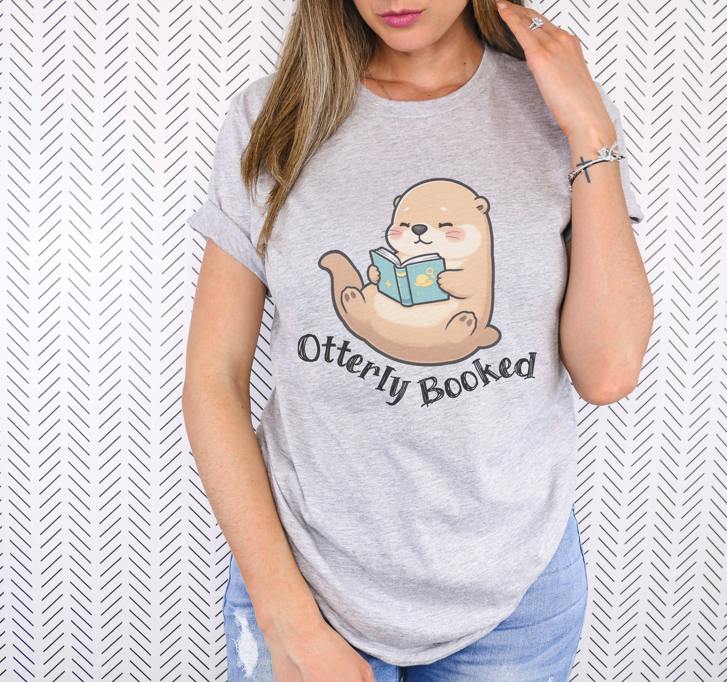 Otterly Booked T-Shirt – Cute Otter Reading Graphic Tee on Bella Canvas for Book Lovers