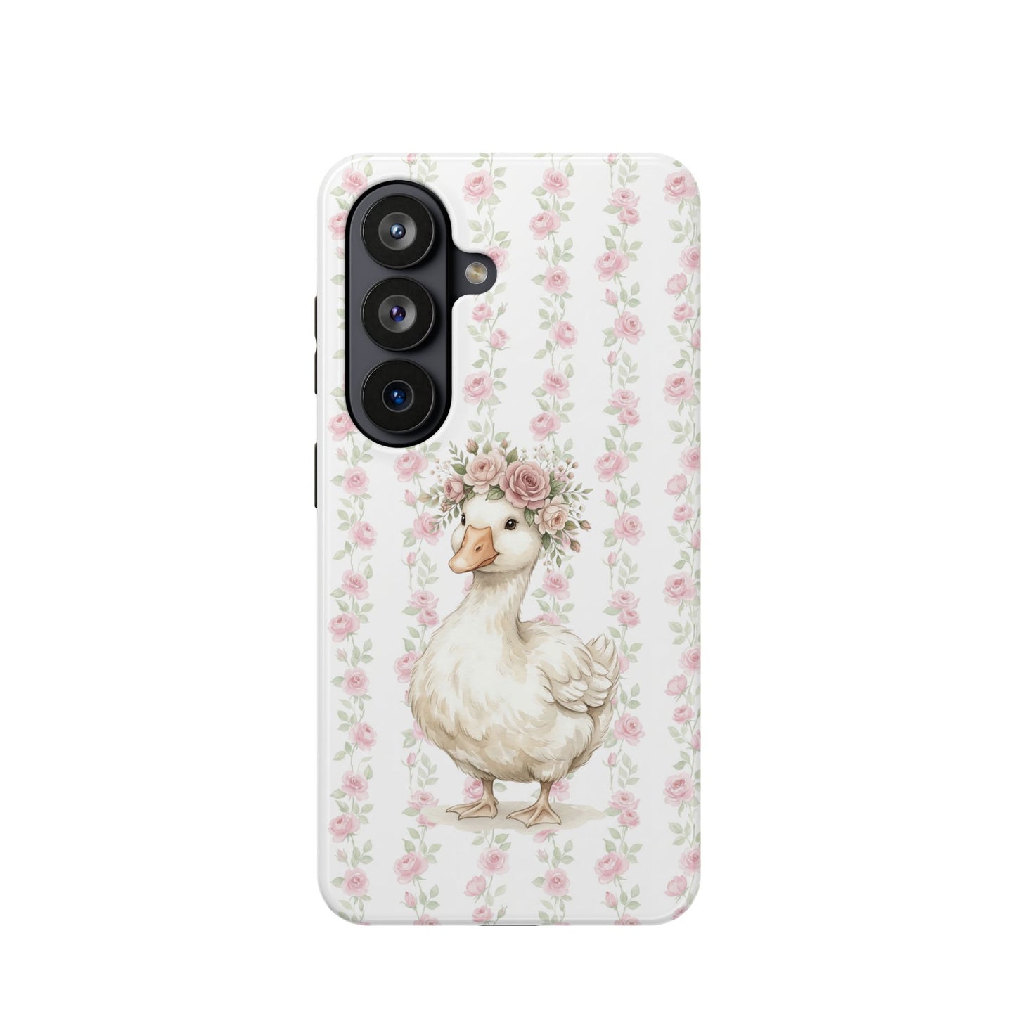Coquette Floral Goose Phone Case – Vintage Flower Pattern Aesthetic Case for iPhone & Samsung Galaxy
