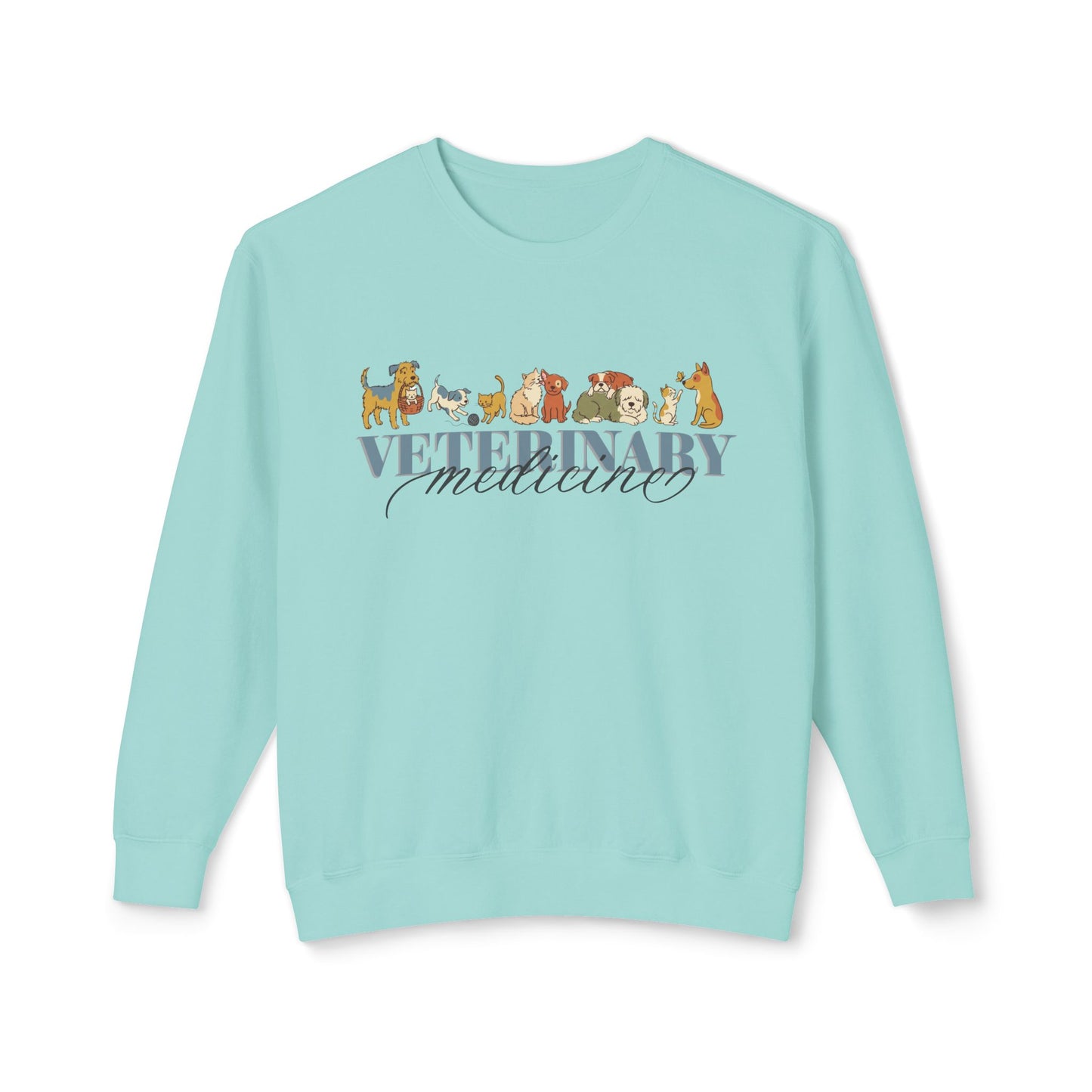Veterinary Medicine Sweatshirt – Dog & Cat Graphic Crewneck on Comfort Colors for Vet Techs