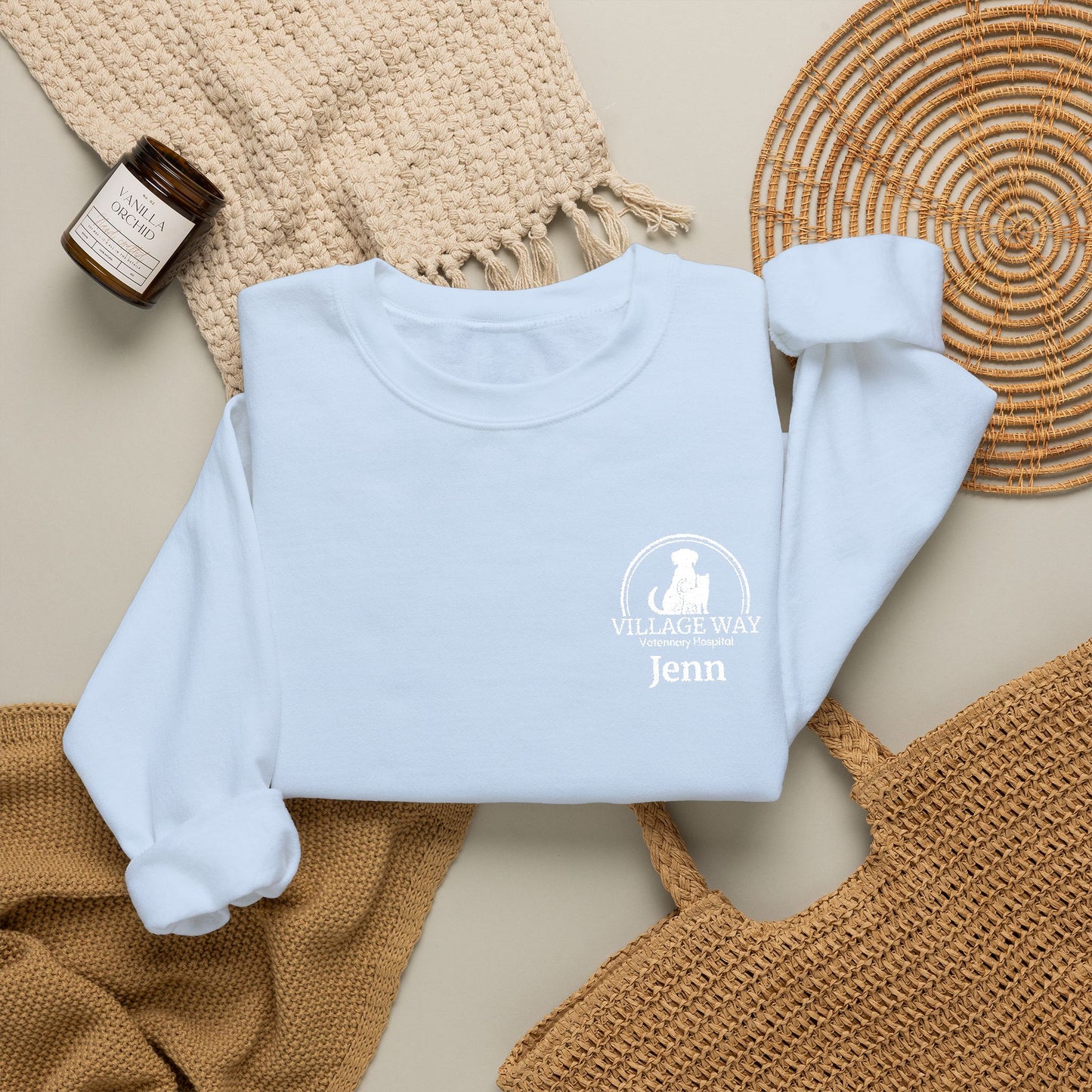 Village Way Vet Custom Name Crewneck Sweatshirt