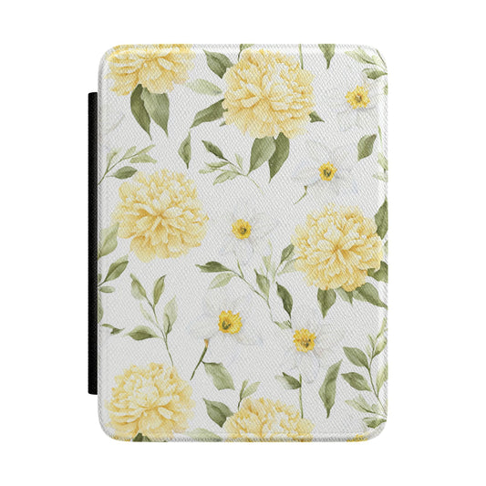 Cottagecore Marigold Kindle Case – Yellow Floral Pattern Aesthetic E-Reader Cover for Book Lovers