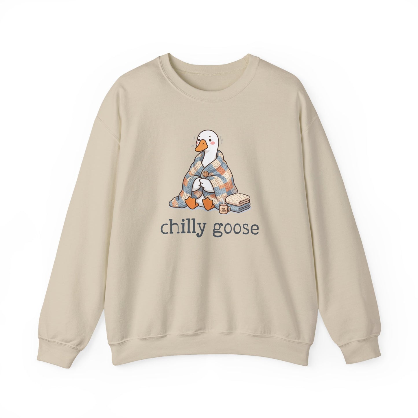 Funny Goose Sweatshirt – “Chilly Goose” Cottagecore Graphic Crewneck on Gildan
