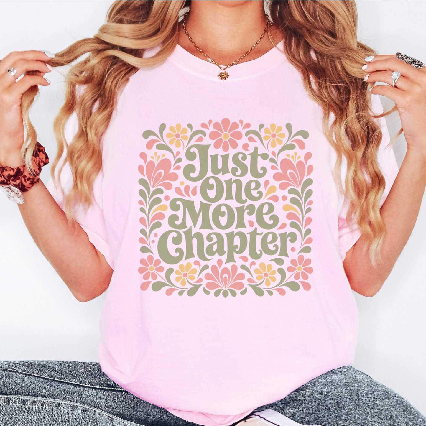 One More Chapter Floral T-Shirt – Cozy Book Lover Graphic Tee on Comfort Colors