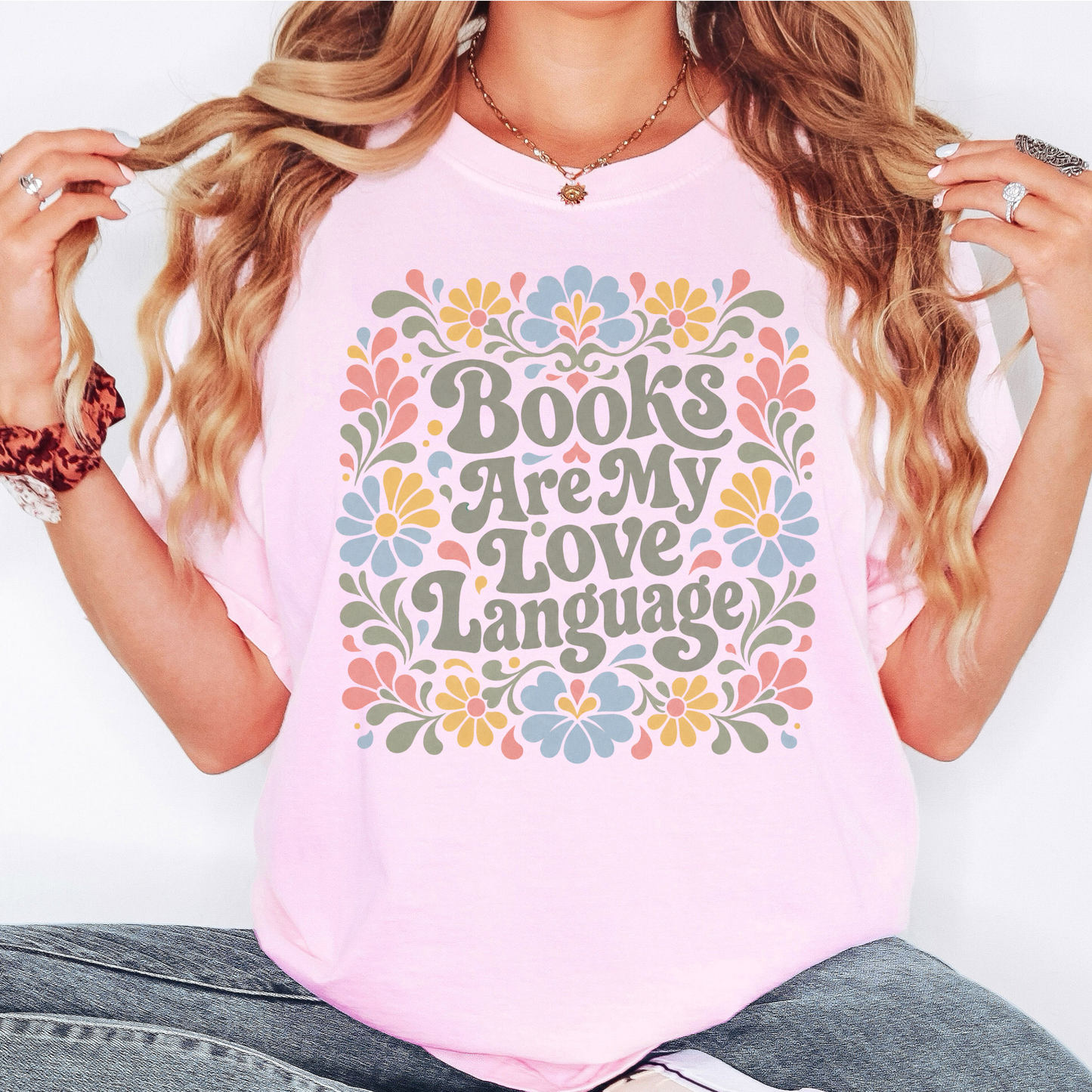 “Books Are My Love Language” Floral T-Shirt – Cozy Book Lover Graphic Tee on Comfort Colors